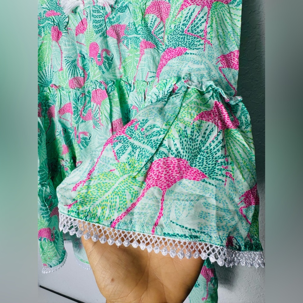 Kenny Flowers The Sunshine State Womens Small Tunic Dress Flamingo Green Pink - Picture 7 of 15